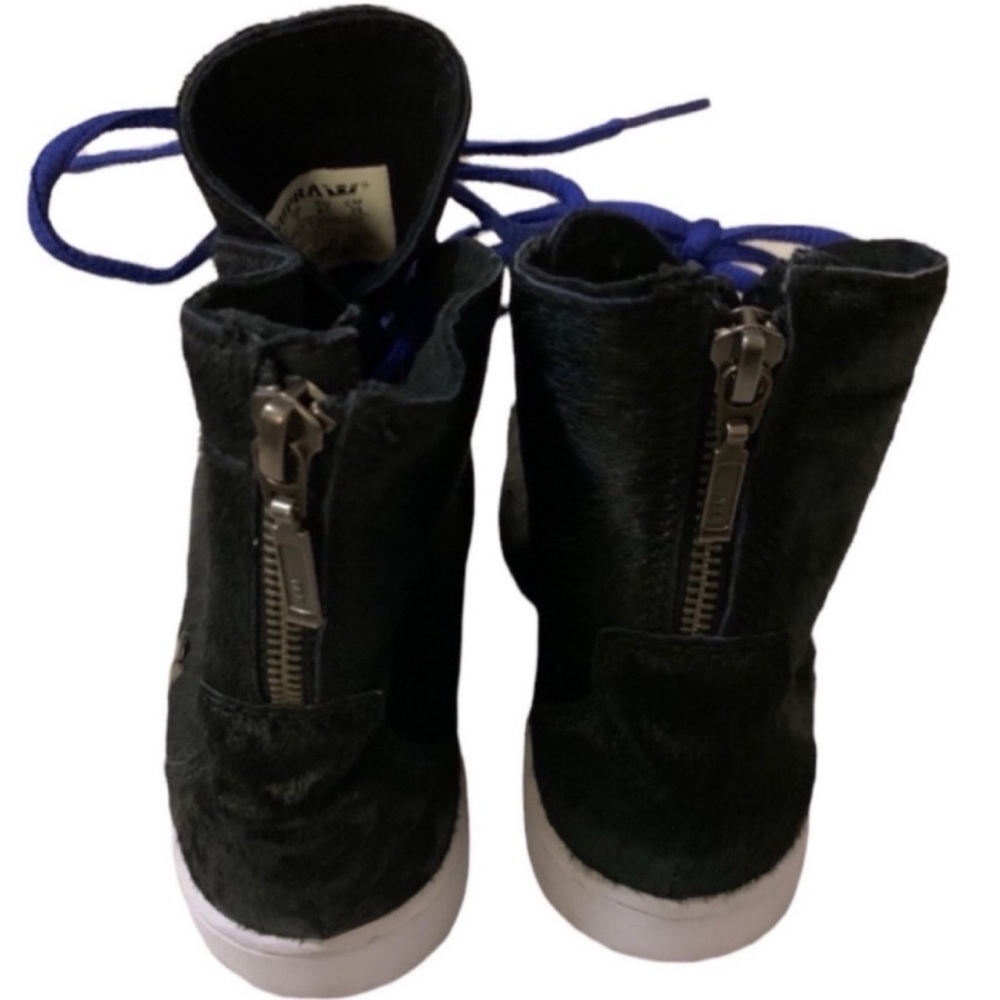 Supra women’s 9.5 Black calf hair high top back zip street wear Joplin sneakers - Picture 4 of 9